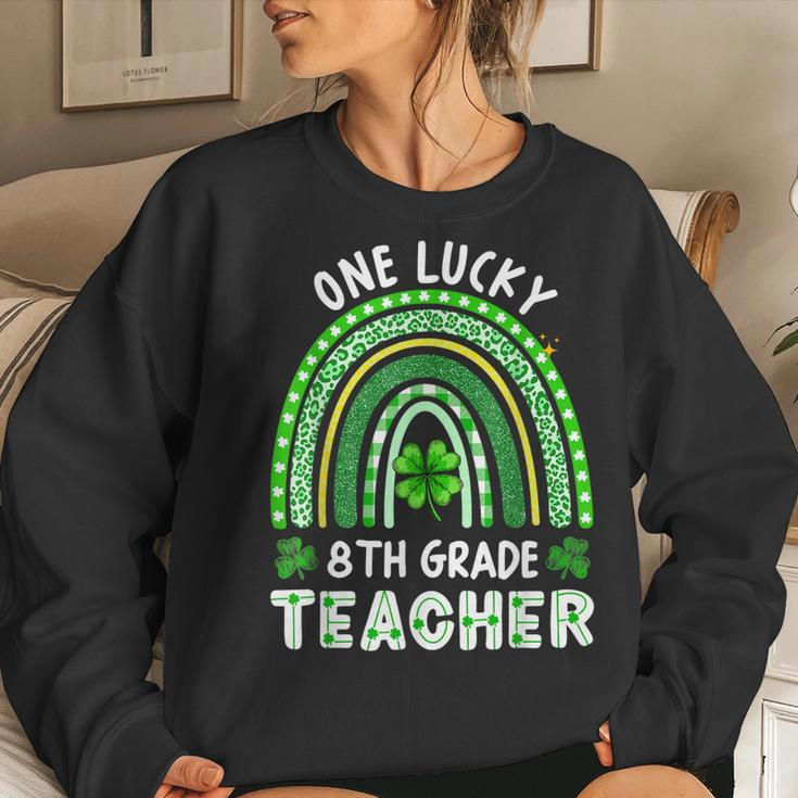 One Lucky 8Th Grade Teacher Rainbow St Patricks Day Women Crewneck Graphic Sweatshirt Gifts for Her