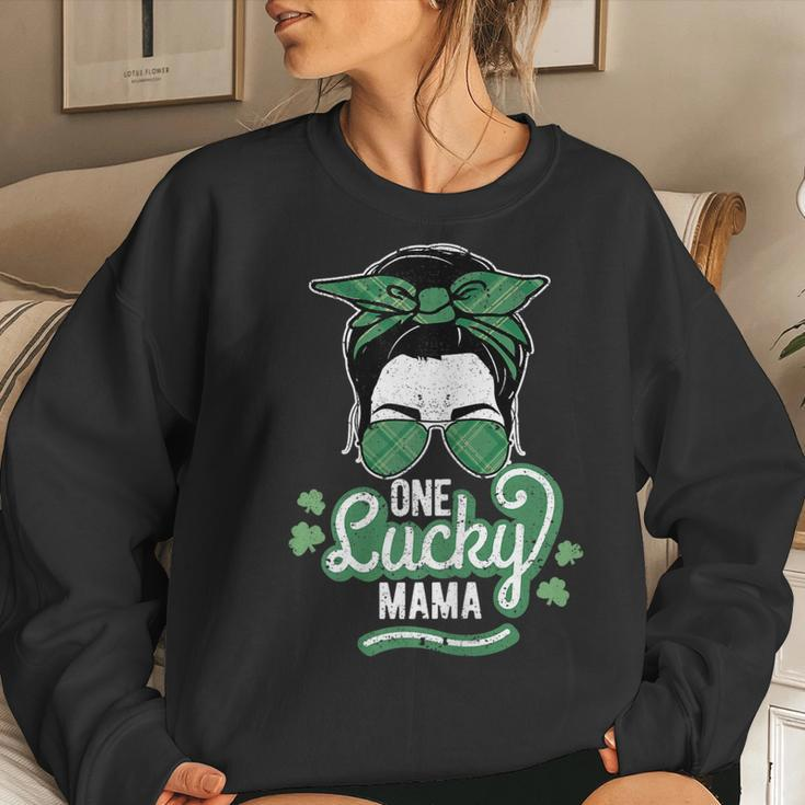 Womens One Lucky Mama St Patricks Day Irish Shamrock Women Sweatshirt Gifts for Her