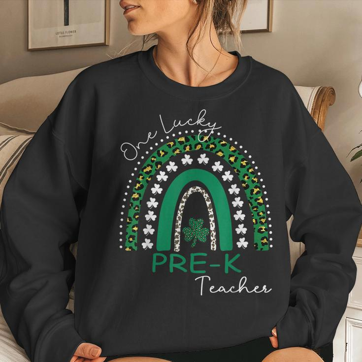 One Lucky Pre-K Teacher St Patricks Day 2023 Womens Women Crewneck Graphic Sweatshirt Gifts for Her