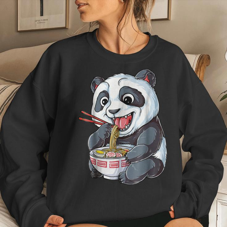 Panda Eating RamenKawaii Giant Japanese Noodle Women Sweatshirt Gifts for Her