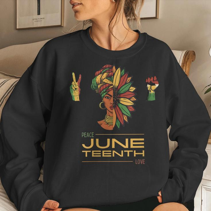 Womens Peace Love Junenth Black Pride Freedom 4Th Of July 1865 Women Sweatshirt Gifts for Her
