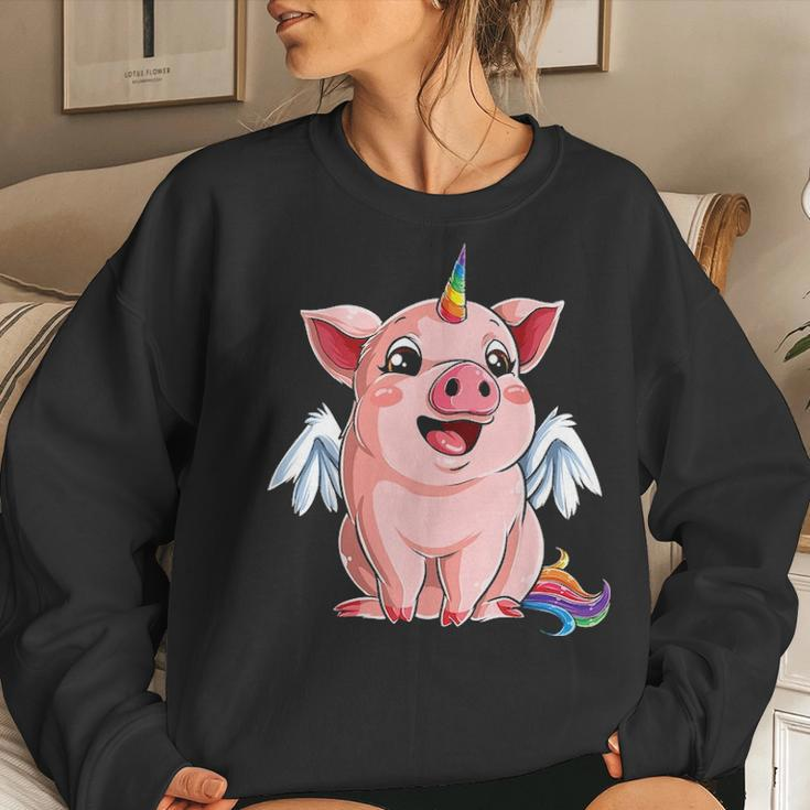 Pig S For Girls Kids Women Pig Unicorn Piggycorn Gifts Women Crewneck Graphic Sweatshirt Gifts for Her