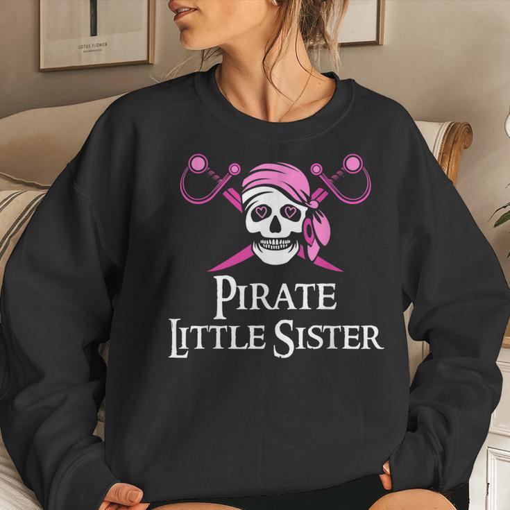Pink Pirate Little Sister Skull And Crossbones Flag Sweatshirt Gifts for Her