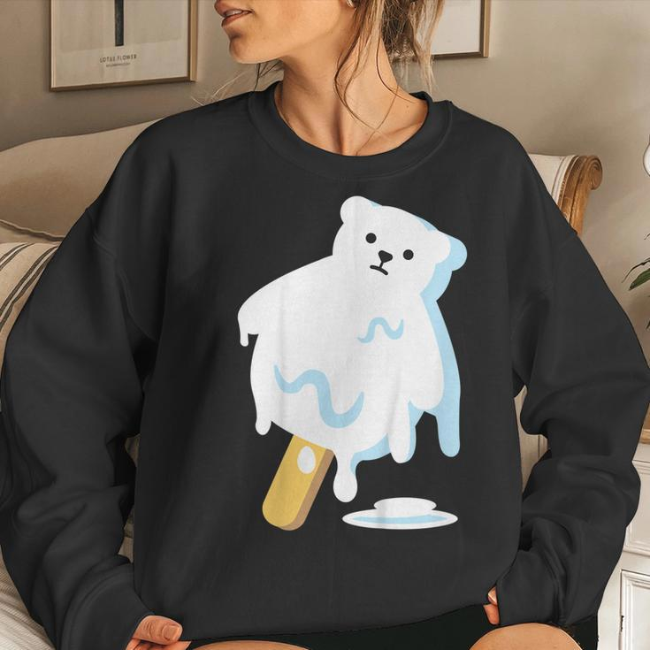 Polar Bear Ice Popsicle Melt Earth Day Teacher Shirt Women Sweatshirt Gifts for Her