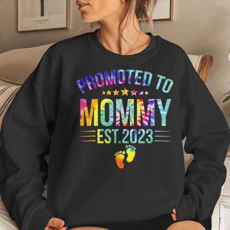 Promoted To Mommy Est 2023 New Mom Tie Dye Women Sweatshirt Gifts for Her