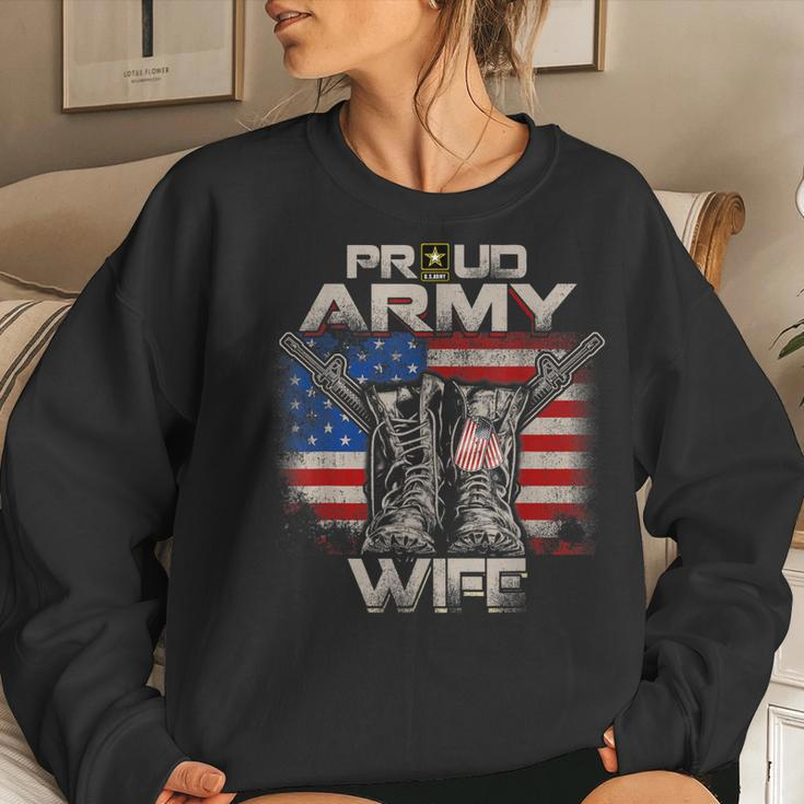 Proud Army Wife America Flag Us Military Pride Women Sweatshirt Gifts for Her