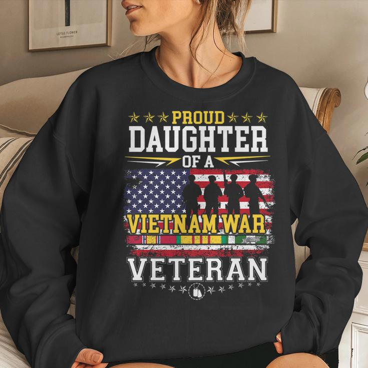 Proud Daughter Vietnam War Veteran Matching With Dad Women Crewneck Graphic Sweatshirt Gifts for Her