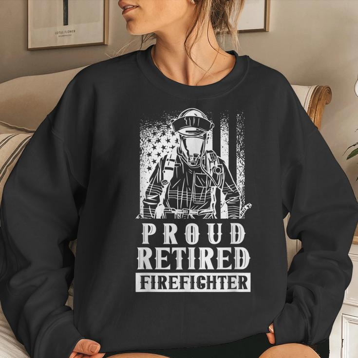 Proud Retired Firefighter Retiree Retirement Fire Fighter Women Crewneck Graphic Sweatshirt Gifts for Her