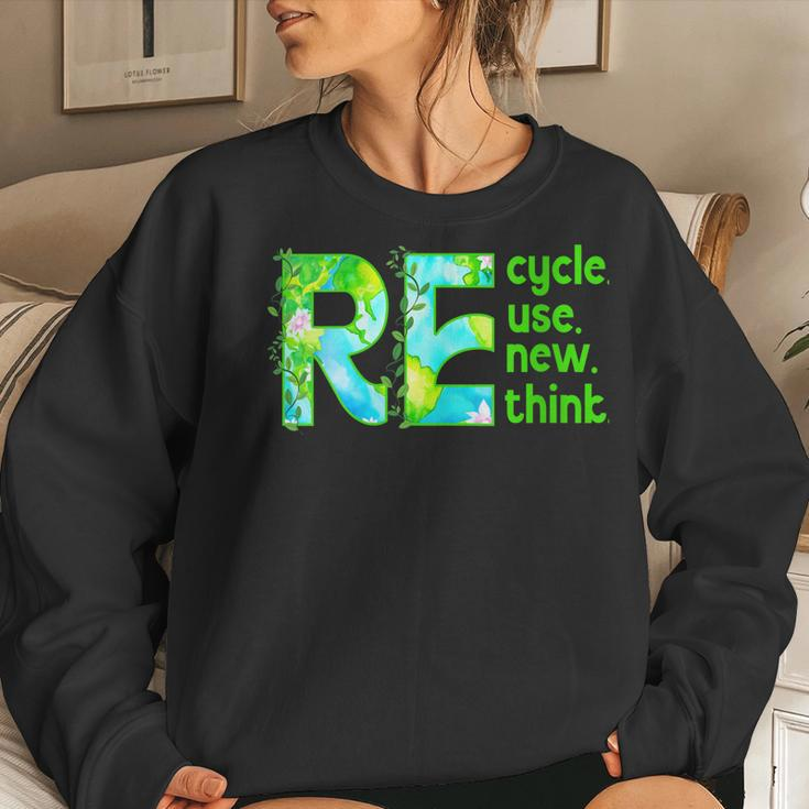 Womens Recycle Reuse Renew Rethink Outfit For Earth Day 2023 Women Sweatshirt Gifts for Her