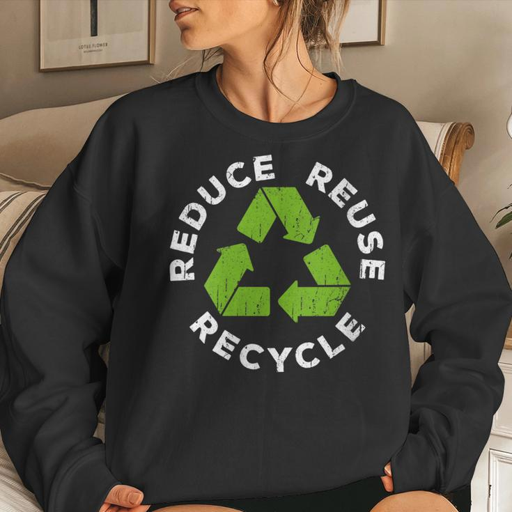 Womens Reduce Reuse Recycle Earth Day 2023 Women Sweatshirt Gifts for Her