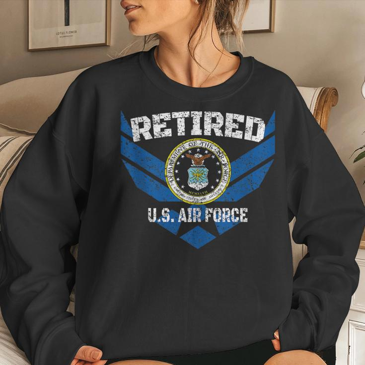 Retired Us Air Force Distressed Veteran Women Sweatshirt Gifts for Her