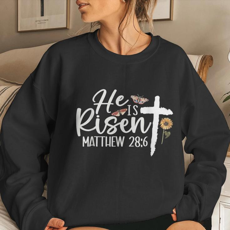 He Is Risen Christians Cross Jesus Religious Easter Day Women Sweatshirt Gifts for Her