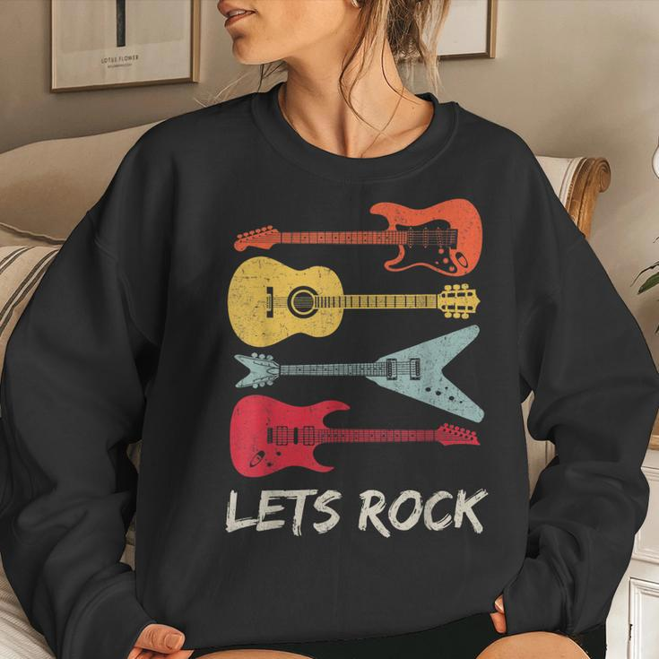 Lets Rock N Roll Guitar Retro Men Women Women Sweatshirt Gifts for Her
