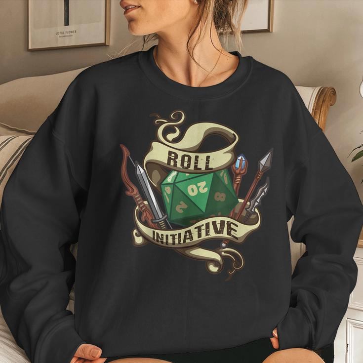 Roll Initiative | Cool Dungeon Dice | Men Women Kids Women Crewneck Graphic Sweatshirt Gifts for Her