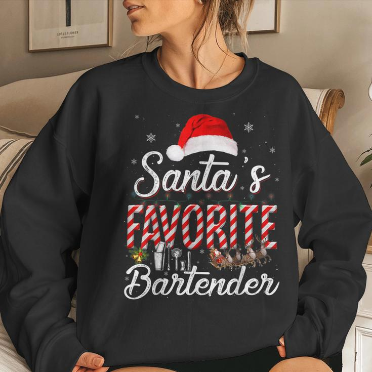Santas Favorite Bartender Santa Christmas Hat In Snow Women Sweatshirt Gifts for Her