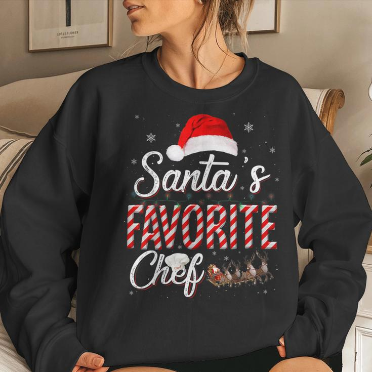 Santas Favorite Chef Santa Christmas Hat In Snow Women Sweatshirt Gifts for Her
