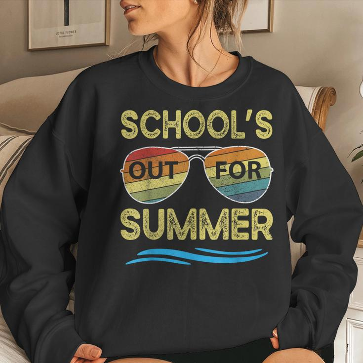 Schools Out For Summer Last Day Of School Retro Teacher Women Sweatshirt Gifts for Her