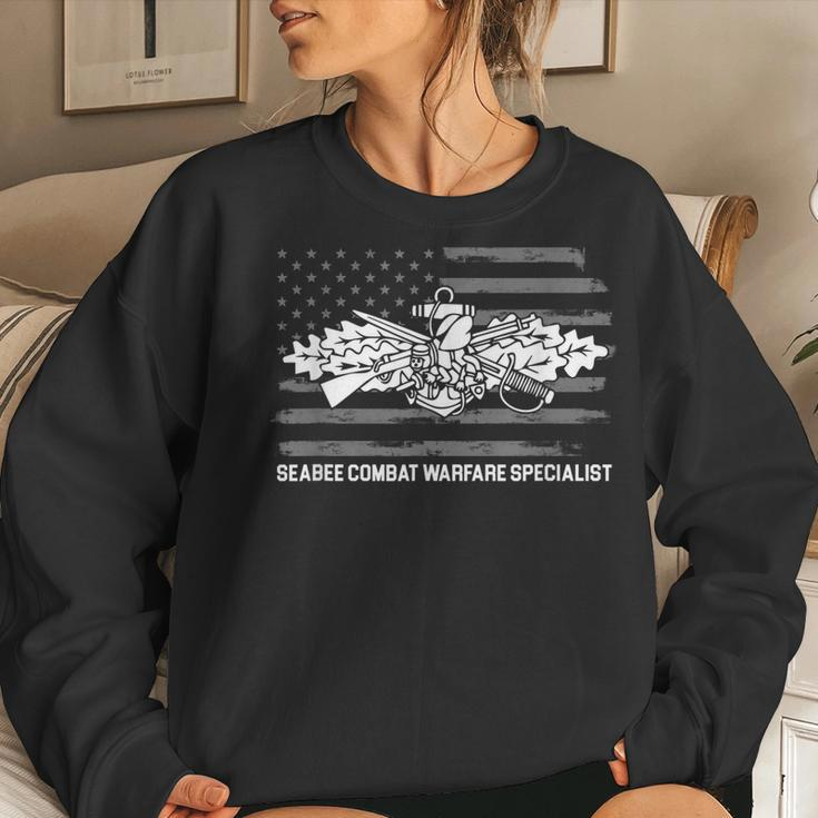 Seabee Combat Warfare Veteran Women Crewneck Graphic Sweatshirt Gifts for Her
