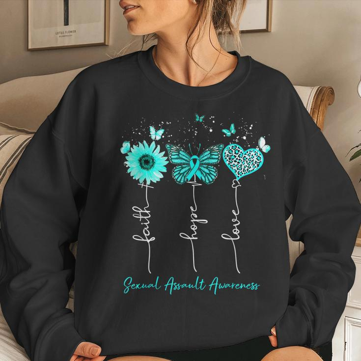 Sexual Assault Awareness Faith Hope Love Leopard Sunflower Women Sweatshirt Gifts for Her