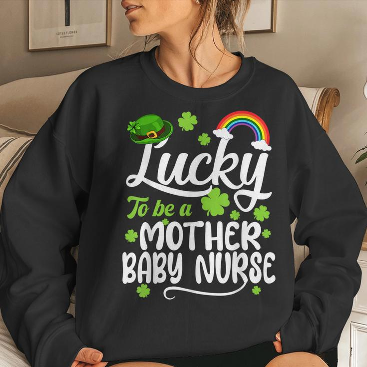 Shamrocks Lucky To Be A Mother Baby Nurse St Patricks Day Women Crewneck Graphic Sweatshirt Gifts for Her