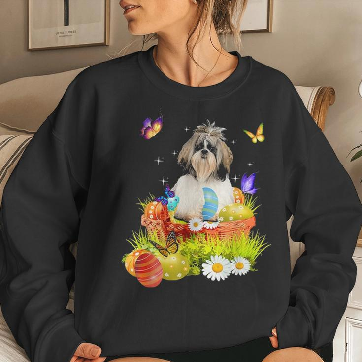 Shih Tzu Easter Day Love Rabbit Eggs Cute Gift Men Women Women Crewneck Graphic Sweatshirt Gifts for Her