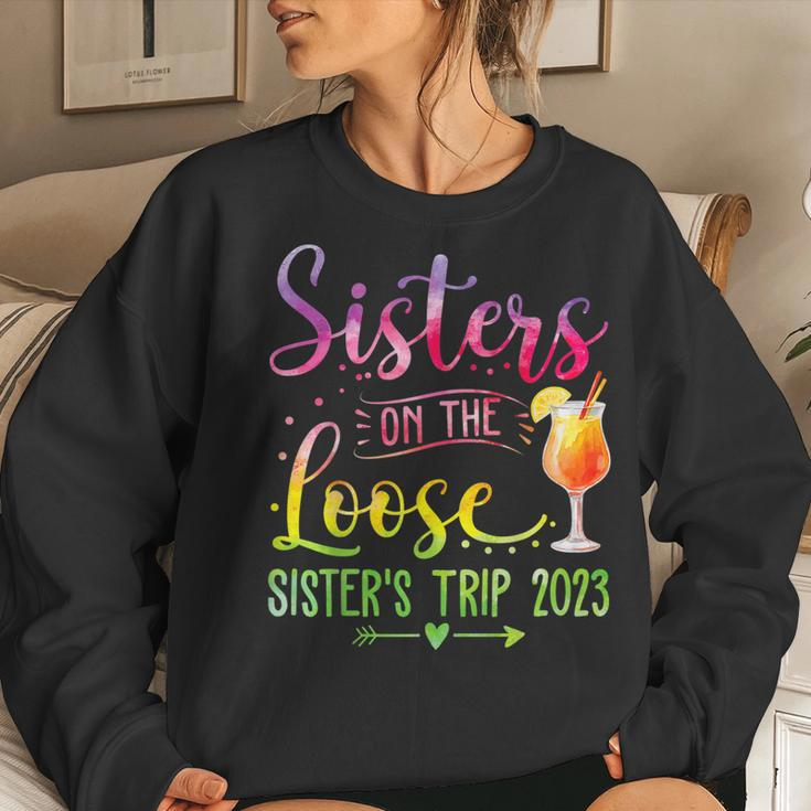 Sisters On The Loose Tie Dye Sisters Weekend Trip 2023 Women Crewneck Graphic Sweatshirt Gifts for Her