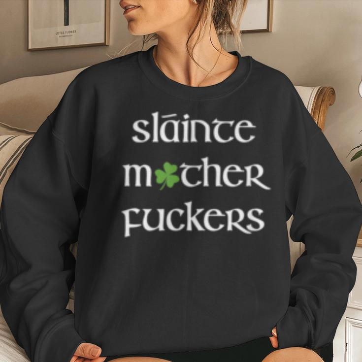 Slainte Motherfuckers Irish Funny St Patricks Day Ireland Women Crewneck Graphic Sweatshirt Gifts for Her