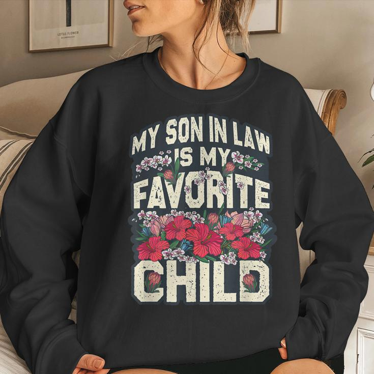 My Son-In-Law Is My Favorite Child Butterfly Mom Flowers Women Sweatshirt Gifts for Her