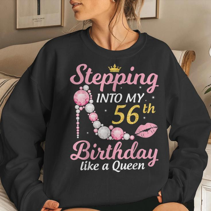 Stepping Into My 56Th Birthday Like A Queen Happy To Me Mom Women Crewneck Graphic Sweatshirt Gifts for Her