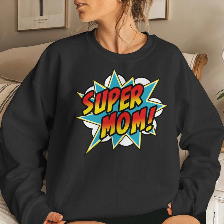 Super Mom Comic Book Superhero Mothers Day  Women Crewneck Graphic Sweatshirt Gifts for Her