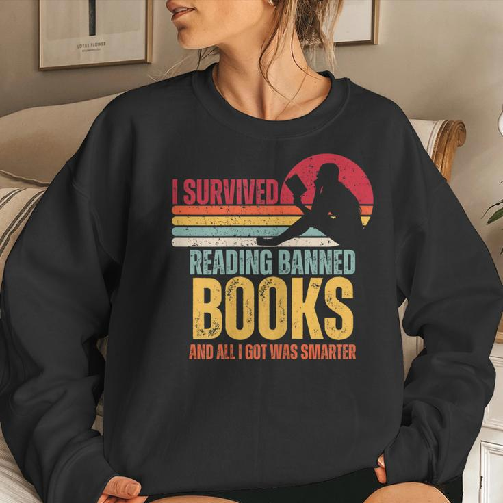 Womens I Survived Reading Banned Books - Banned Books Lovers Women Sweatshirt Gifts for Her