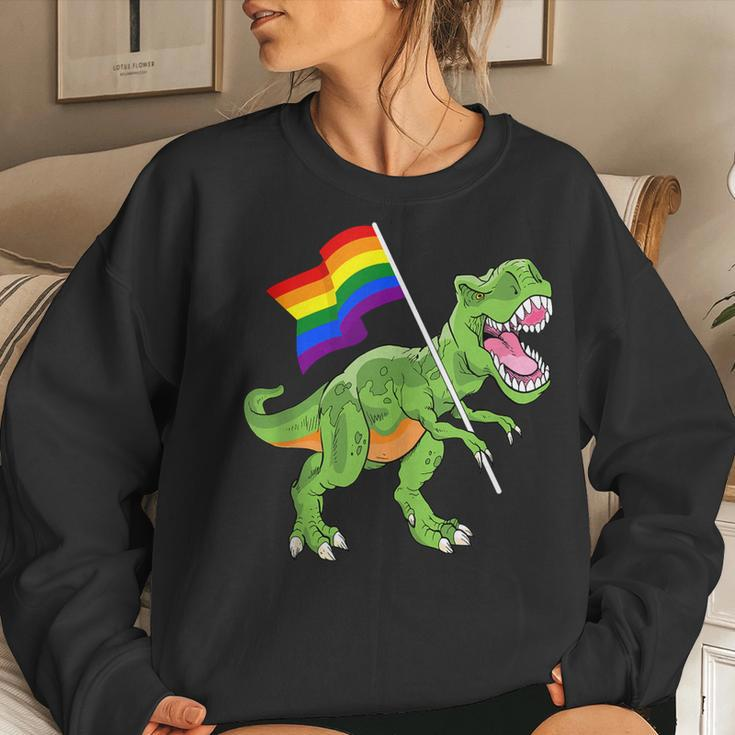 T Rex Rainbow Flag Gay Lesbian Lgbt Pride Women Men Women Sweatshirt Gifts for Her