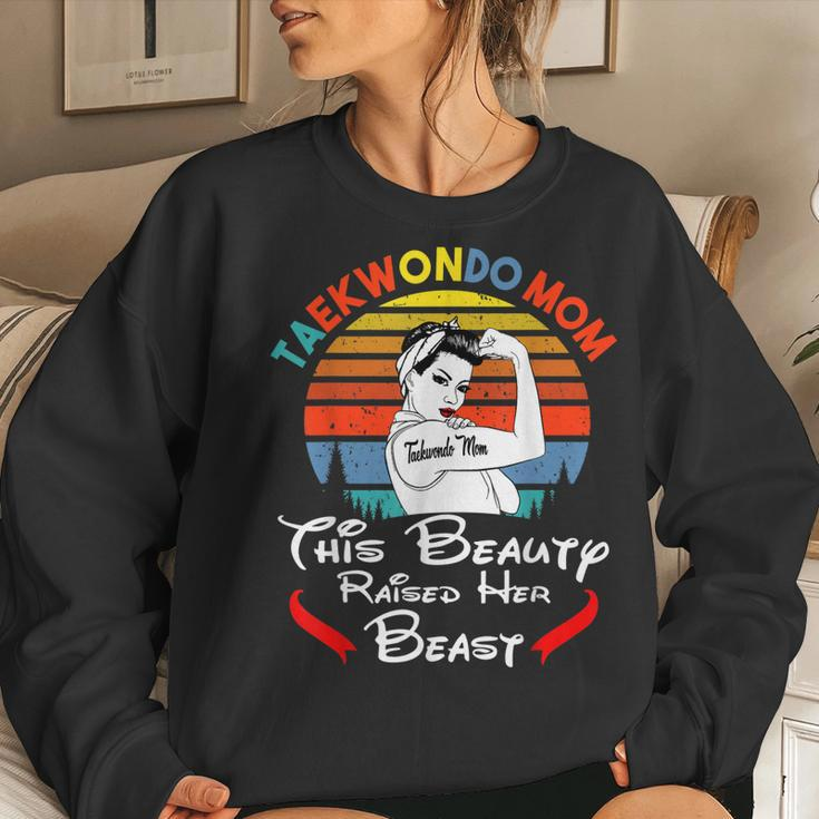 Taekwondo Mom This Beauty Raised Her Beast Women Crewneck Graphic Sweatshirt Gifts for Her