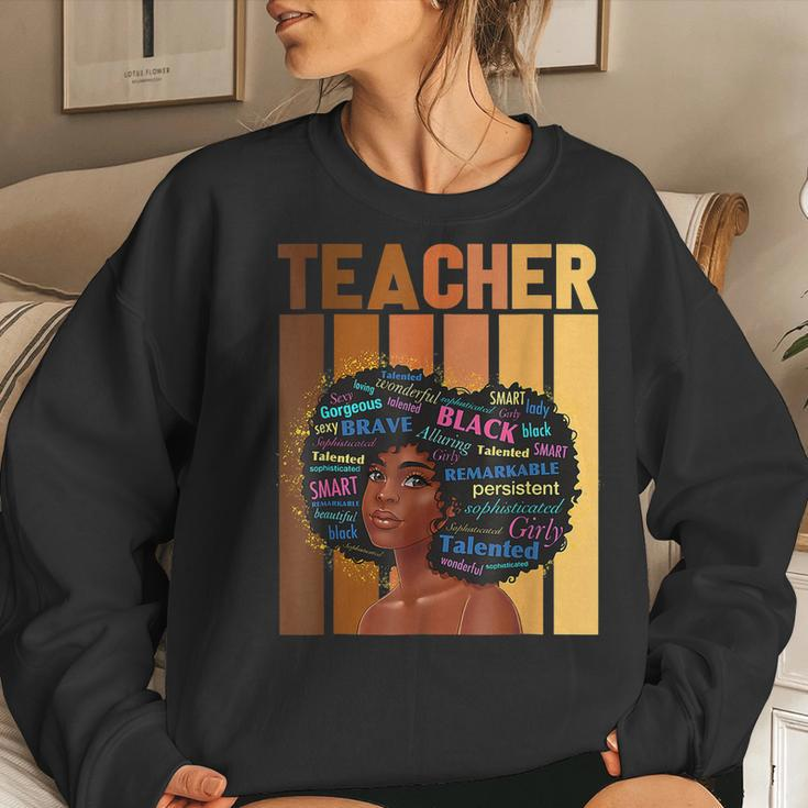 Teacher Black History Month African American Melanin Woman V2 Women Crewneck Graphic Sweatshirt Gifts for Her