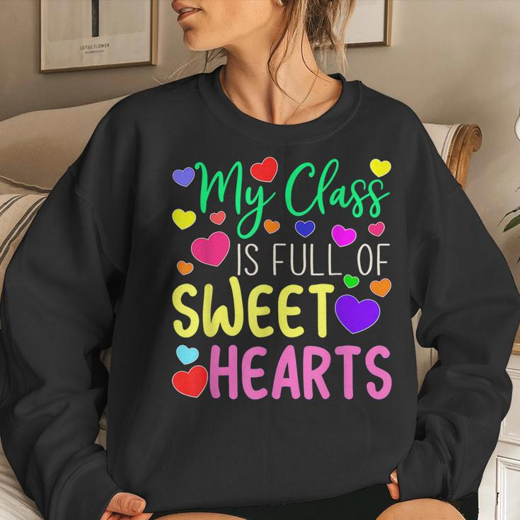 Teacher Valentines Day My Class Is Full Of Sweethearts V5 Women Crewneck Graphic Sweatshirt Gifts for Her