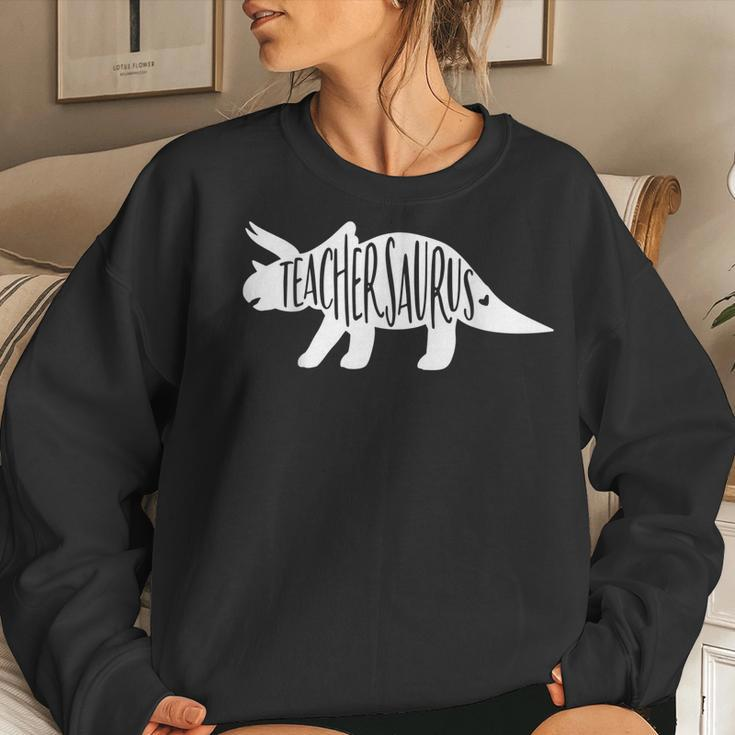 Teachersaurus Like A Normal Teacher Awesome Dinosaur Teacher Women Sweatshirt Gifts for Her