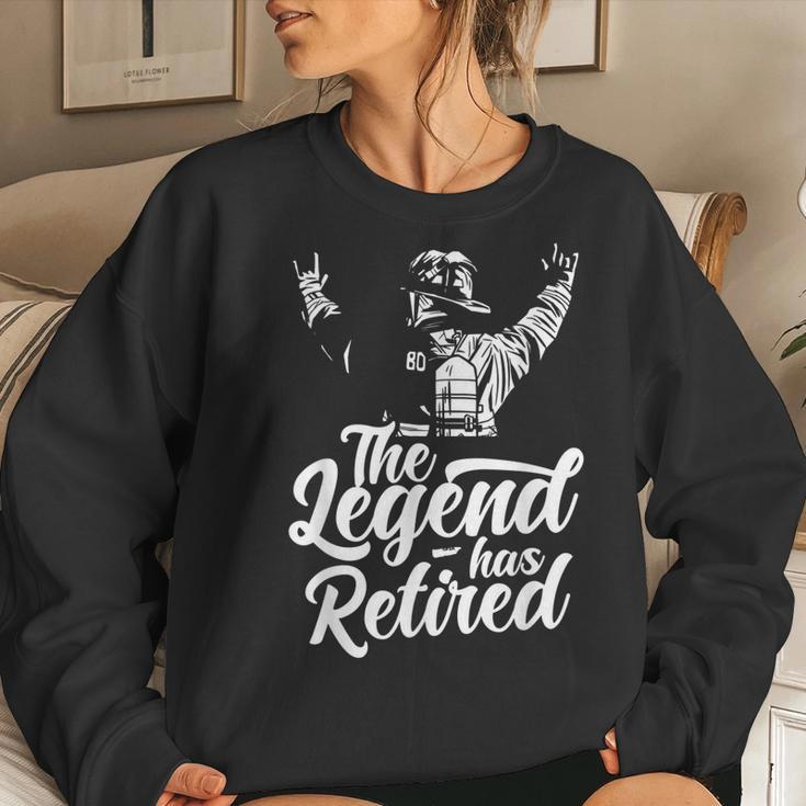 The Legend Has Retired Firefighter Fire Fighter Retirement Women Crewneck Graphic Sweatshirt Gifts for Her