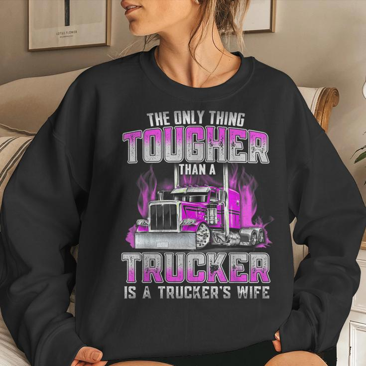 The Only Thing Tougher Than A Trucker Is A Trucker’S Wife Women Crewneck Graphic Sweatshirt Gifts for Her
