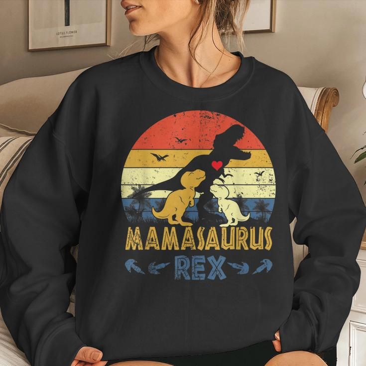 Trex Dinosaur Mamasaurus Pajama Dino Twin Mom Women Sweatshirt Gifts for Her