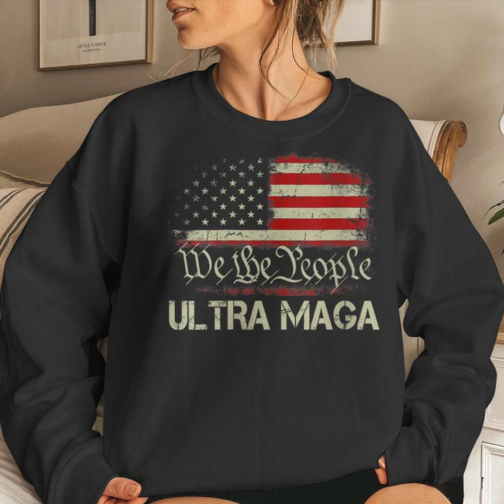 Womens Ultra Maga Anti Biden Us Flag Pro Trump Trendy Women Sweatshirt Gifts for Her