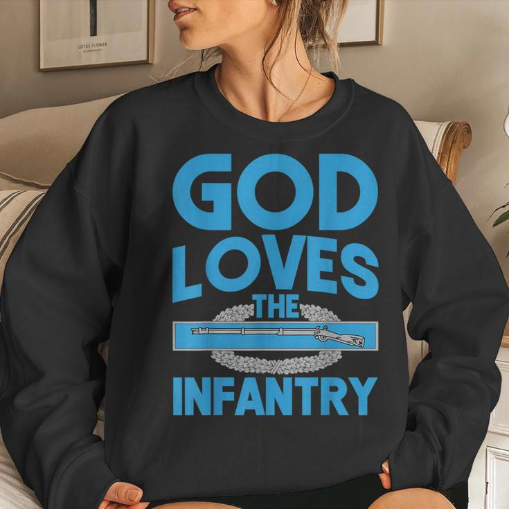 Us Army 11B God Loves The Infantry Combat Infantry Badge Cib Women Crewneck Graphic Sweatshirt Gifts for Her