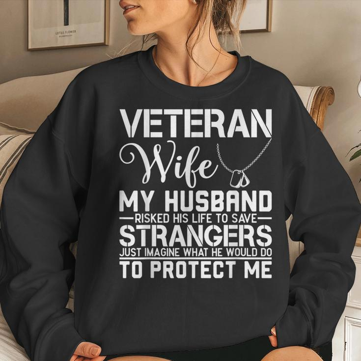 Veteran Wife Army Husband Soldier Saying Cool Military Gift V2 Women Crewneck Graphic Sweatshirt Gifts for Her