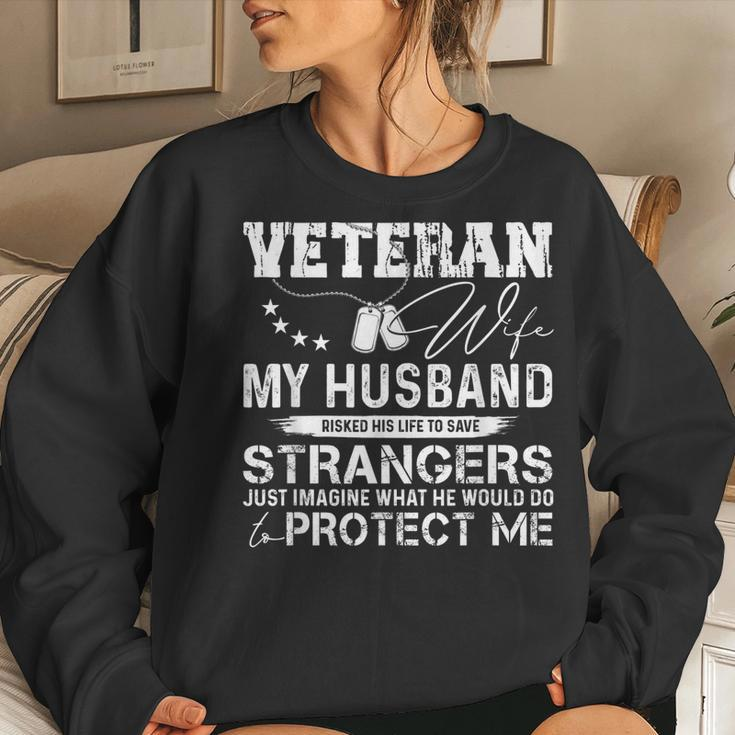 Veteran Wife Army Husband Soldier Saying Cool Military V3 Women Crewneck Graphic Sweatshirt Gifts for Her