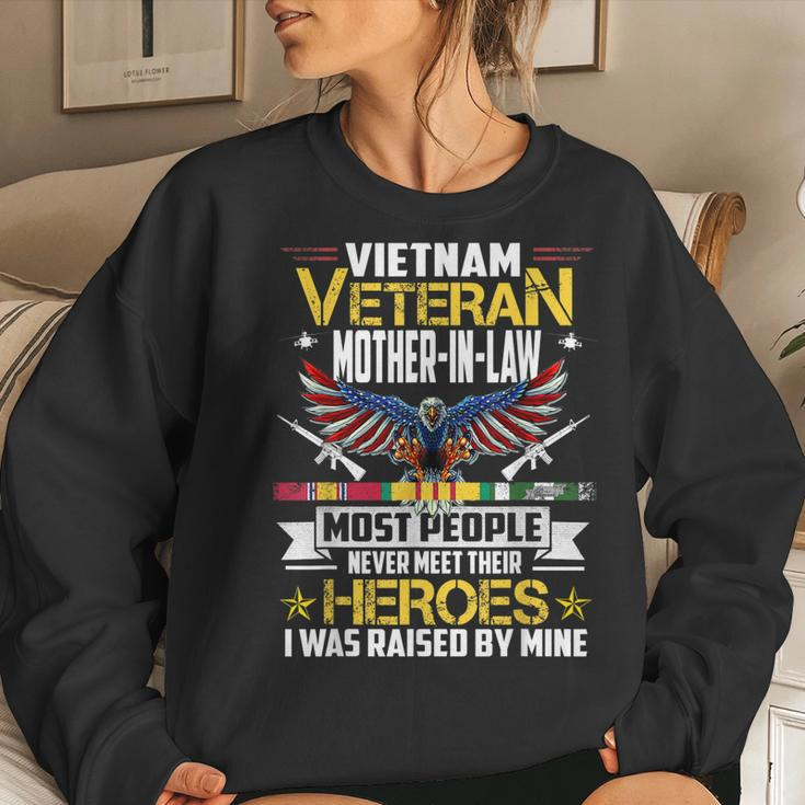 Vietnam Veteran Mother-In-Law Raised By My Hero Veteran Women Crewneck Graphic Sweatshirt Gifts for Her
