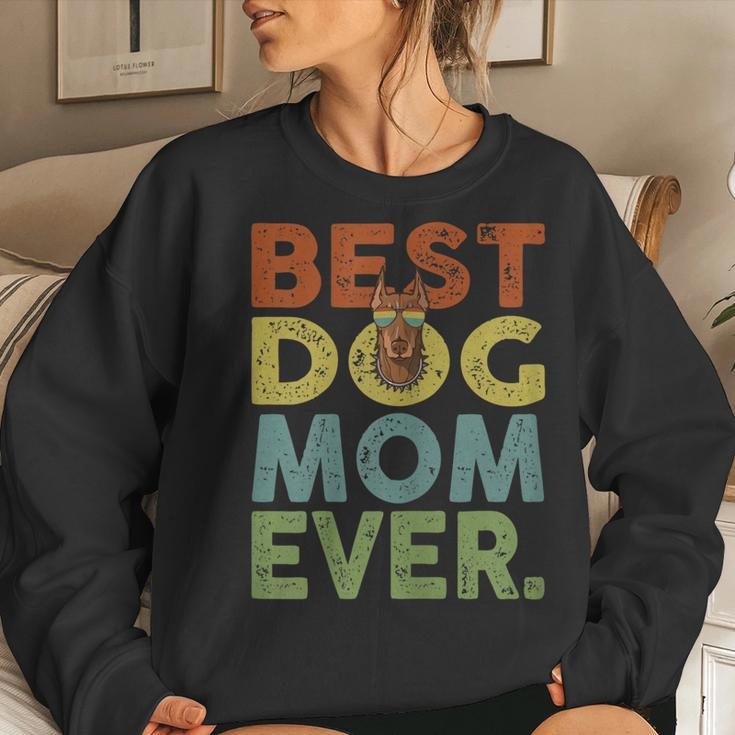 Vintage Best Dog Mom Ever Doberman Dog Lover Women Sweatshirt Gifts for Her