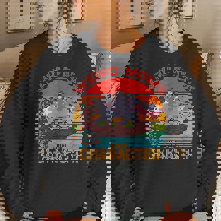 Vintage Weird Moms Build Character Opossum Mom Mothers Day Women Crewneck Graphic Sweatshirt Gifts for Her