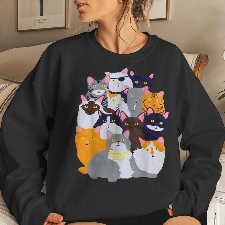 Vintage Y2k-Enjoi Cat Gang Cute Mother Of Cats Catmom Catdad Women Sweatshirt Gifts for Her
