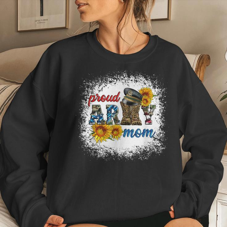Western Proud Army Mom Military Boots Sunflower Women Sweatshirt Gifts for Her
