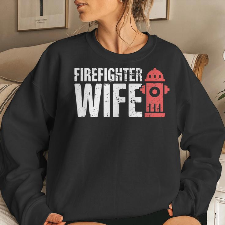 Wife - Fire Department & Fire Fighter Firefighter Women Crewneck Graphic Sweatshirt Gifts for Her