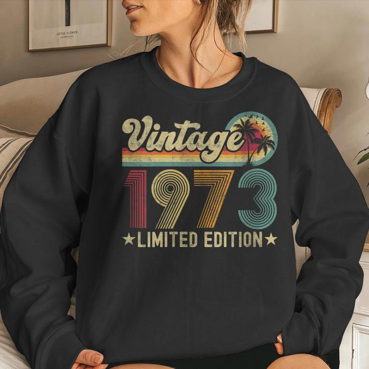 Womens 50 Year Old Vintage 1973 50Th Birthday Gifts For Women Men Women Crewneck Graphic Sweatshirt Gifts for Her